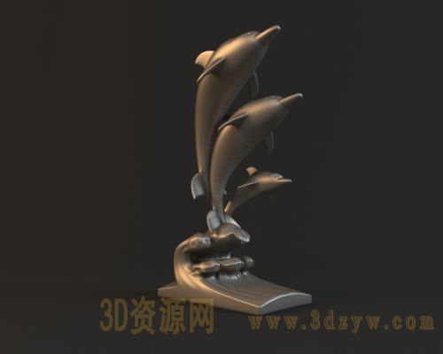 一组漂亮的海豚雕塑模型