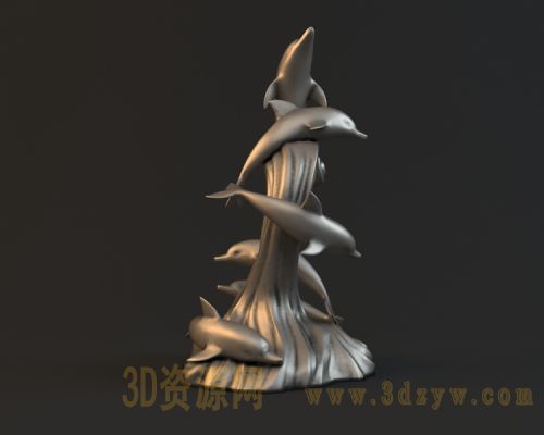 海豚雕塑模型