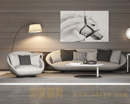 现代简约沙发组合3d模型