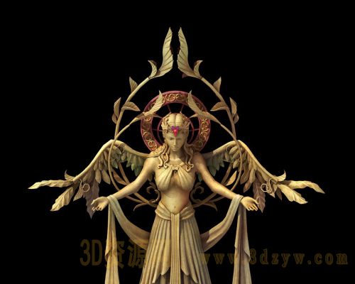 圣女雕像、石雕塑、石头翅膀女神