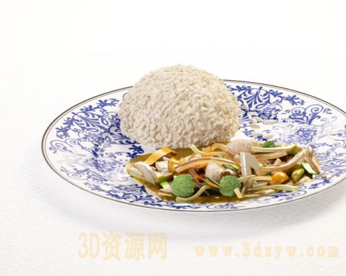 美食炒菜米饭 3d模型