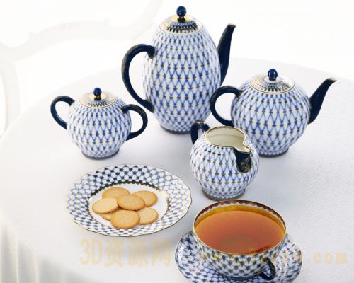餐具 茶壶茶碗盘子3d模型