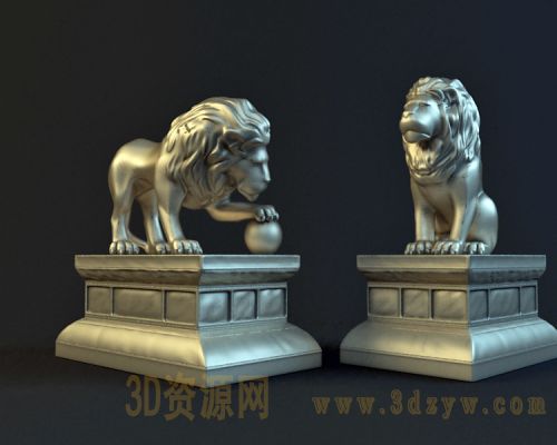 两款狮子石雕模型