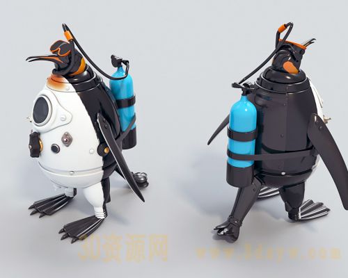 潜水企鹅机器人3d模型