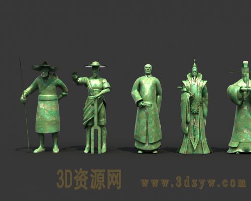七个古代官员 老人 农民雕塑雕像模型