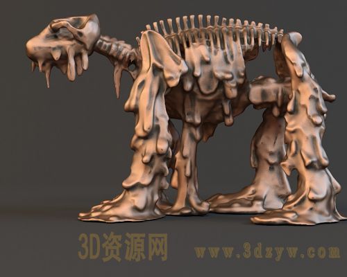 艺术抽象动物骸骨雕塑3d打印模型
