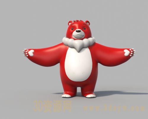 卡通熊模型 狗熊手办模型 熊3d模型带绑定