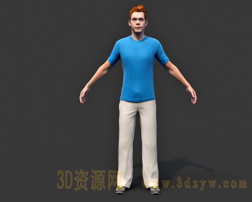 男人模型 写实男青年 外国男人模型 少年 青年男人3d模型带骨骼绑定