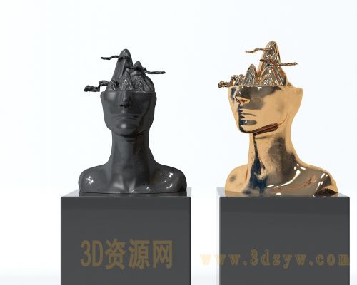 新中式人物雕塑模型 人物艺术品摆件