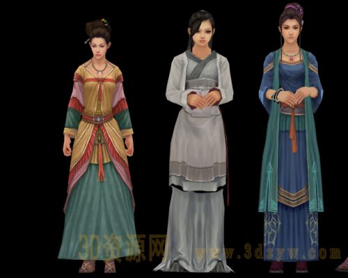 游戏女角色模型 古代女人模型