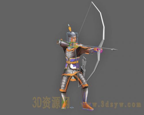 古代士兵模型 拉弓射箭动画