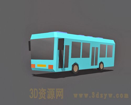 卡通公交车模型 lowpoly公交车 体块公交车3D模型