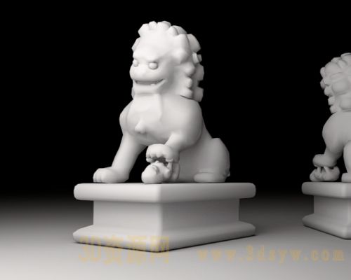 maya石狮子模型 狮子雕塑模型