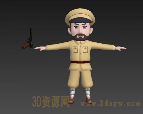 卡通伪军模型 汉奸 皇协军3d模型 卡通士兵