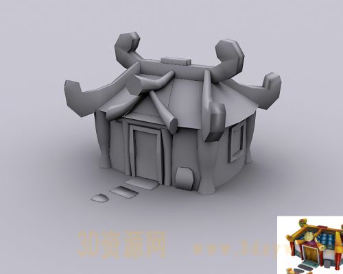 Q版游戏场景模型 Q版房子模型