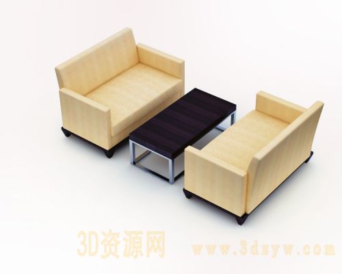 单人沙发茶几模型 沙发模型