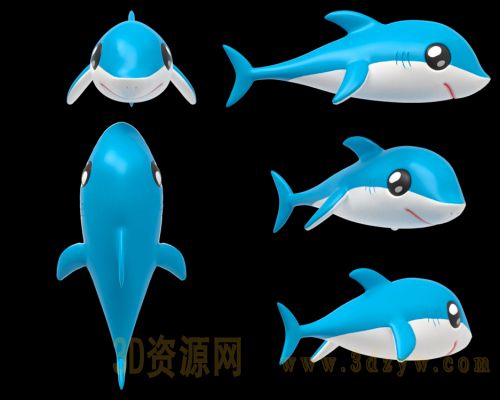 卡通小鲨鱼模型 小鲨鱼3d模型