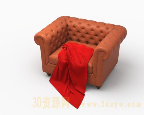 单人沙发模型 欧式皮沙发