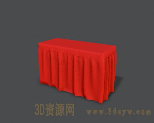 红色桌布会议桌模型 红布桌 红布会议桌3d模型