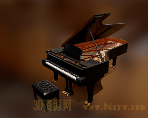 PBR高品质钢琴模型 乐器 钢琴凳子 写实乐器
