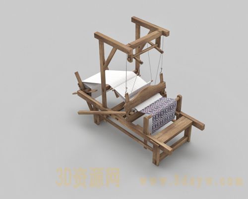 老式织布机模型 纺织机3d模型 古代织布机