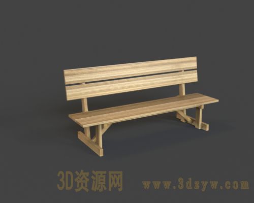 长条椅模型 木长椅