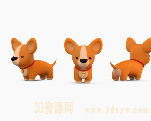 卡通小狗模型 dog 可爱小狗3d模型