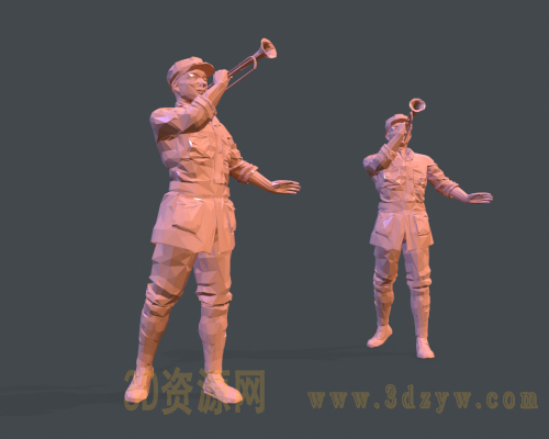 抗战吹号手士兵雕像模型 革命士兵雕塑模型