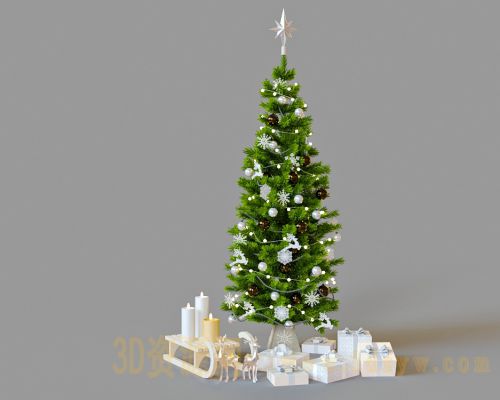 圣诞树dp点装饰 商场圣诞节美陈  圣诞树3d模型