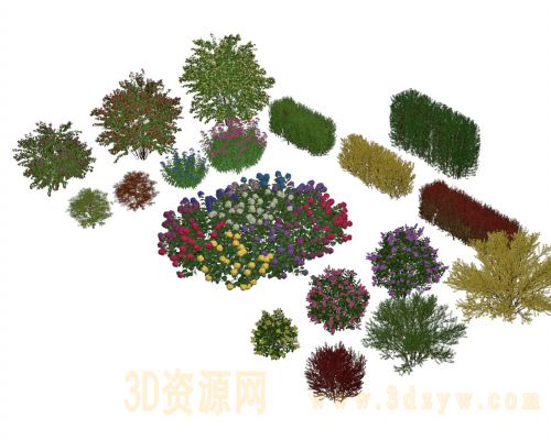 植物花卉模型 树 花 道旁花卉植物 园林植物